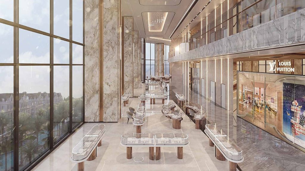 Aria Bay 28 Hệ thống 5 tầng thương mại cùng các căn shophouse quy tụ những thương hiệu xa xỉ hàng đầu thế giới, mang đến trải nghiệm mua sắm thượng lưu đẳng cấp quốc tế.