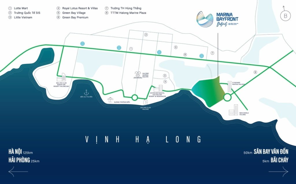 Aria Bay 6 Vị trí vàng của Aria Bay – cửa ngõ giao thương và du lịch với kết nối thuận tiện: chỉ 5km tới Bãi Cháy, 25km tới Hải Phòng, 50km tới Sân bay Vân Đồn và 125km tới Hà Nội